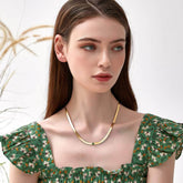 14k Gold Gemstone Crystal Necklace Gold